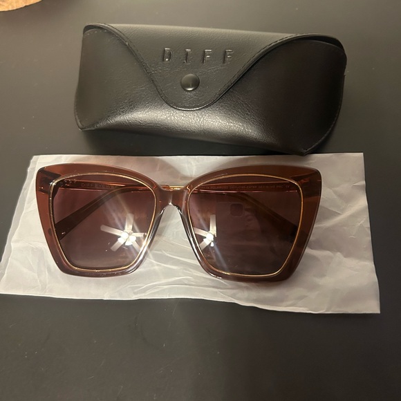 NEW DIFF EYEWEAR BECKY IV DEEP AMBER + TERRACOTTA CAT EYE POLARIZED SUNGLASSES - Picture 4 of 7